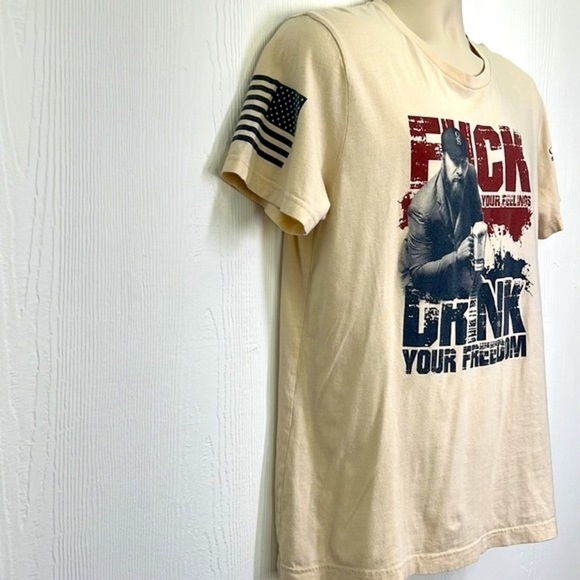 Grunt Style - F**k Your Feelings Drink Your Freedom Cream Short Sleeve T Size L - Picture 4 of 10